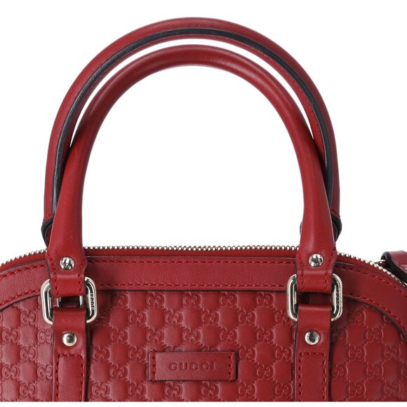 GUCCI Guccissima Micro GG Small Dome Handbag 449654 Red Leather - Picture 3 of 9